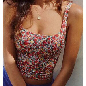 Commense Floral Crop Top Stretchy Fabric, Small
